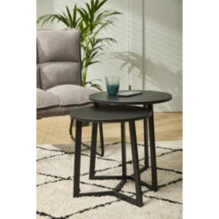 GAMMA Bijzettafel Albert Metaal/mdf Zwart Set Van 2 -InterieurKunst Verkoopwinkel 123 4705