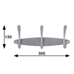 Kapstok Siska 3 Haaks Grijs 305mm -InterieurKunst Verkoopwinkel 123 5058