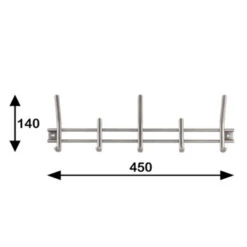 Kapstok Yvo 5 Haaks Rvs 450mm -InterieurKunst Verkoopwinkel 123 5090