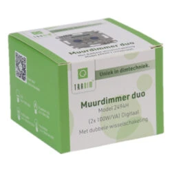 Tradim LED Duo Muurdimmer Inclusief Hotelschakeling 2x 3-100W/VA -InterieurKunst Verkoopwinkel 123 510