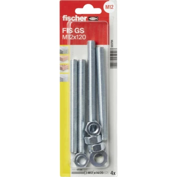 Fischer Chemisch Anker Draadstang FIS GS M12x120mm 4 Stuks 2 Fischer Chemisch Anker Draadstang FIS GS M12x120mm 4 Stuks - Afbeelding 2