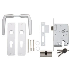 Cilinderslot Met Aluminium Slotplaat Incl. Kruk Doorn 50mm PC 55mm