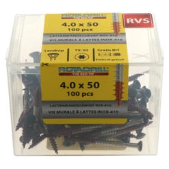 Rotadrill Lattenwandschroef Zwarte Lenskop Torx Rvs-410 4.0x50 Mm 100 Stuks -InterieurKunst Verkoopwinkel 123 5518