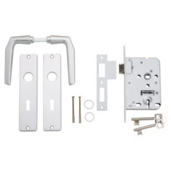 Insteekslot Set Dag/nachtslot Met Aluminium Slotplaat Incl. Kruk Doorn 50mm