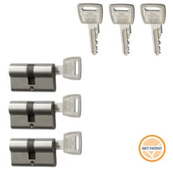 Nemef Veiligheidscilinder NF3+ 30/30 Mm SKG 3-sterren Gelijksluitend 3 Stuks
