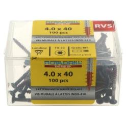 Rotadrill Lattenwandschroef Zwarte Lenskop Torx Rvs-410 4.0x40 Mm 100 Stuks -InterieurKunst Verkoopwinkel 123 5988