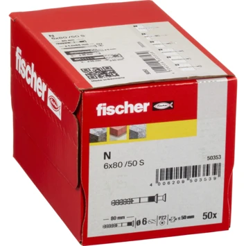 Fischer Slagplug 6x80mm 50 Stuks 2 Fischer Slagplug 6x80mm 50 Stuks - Afbeelding 2