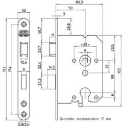 NEMEF 1200 Serie Insteekcilinderslot Binnendeur Met Rvs Voorplaat Binnendeur Doorn 50mm PC 55mm -InterieurKunst Verkoopwinkel 123 6378
