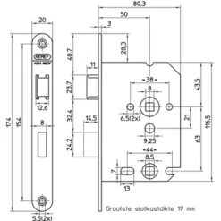 NEMEF 1200 Serie Insteekslot Badkamerslot/wc-slot Met Rvs Voorplaat Doorn 50mm PC 63mm -InterieurKunst Verkoopwinkel 123 6389