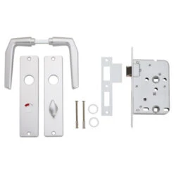 Insteekslot Badkamerslot/wc-slot Met Witte Slotplaat Incl. Kruk 8 Mm Doorn 50mm