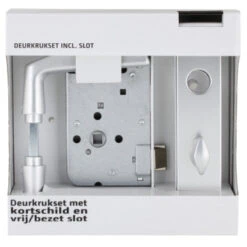 Insteekslot Badkamerslot/wc-slot Met Witte Slotplaat Incl. Kruk 8 Mm Doorn 50mm -InterieurKunst Verkoopwinkel 123 6394