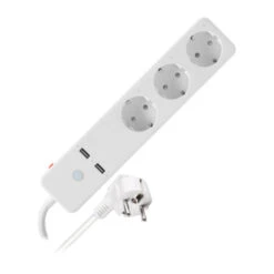 Qnect Wifi Stekkerdoos 3-voudig Wit 2X USB 1,5 M Snoer EU TYPE NL/ BE