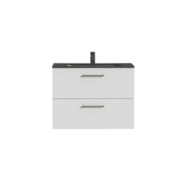 Tiger Badkamermeubel Studio 80cm Hoogglans Wit/matzwart Met Ronde RVS Greep 2 Tiger Badkamermeubel Studio 80cm Hoogglans Wit/matzwart Met Ronde RVS Greep - Afbeelding 2