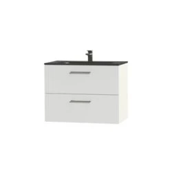 Tiger Badkamermeubel Studio 80cm Hoogglans Wit/matzwart Met Ronde RVS Greep 5 Tiger Badkamermeubel Studio 80cm Hoogglans Wit/matzwart Met Ronde RVS Greep -InterieurKunst Verkoopwinkel 123 6781