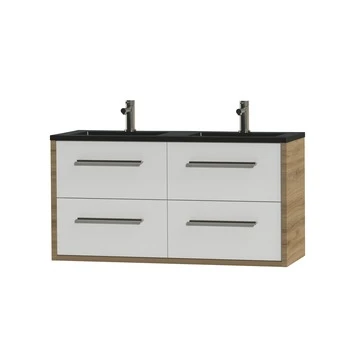 Tiger Badkamermeubel Boston 120cm Chalet Eik/matzwart Met Grepen RVS 3 Tiger Badkamermeubel Boston 120cm Chalet Eik/matzwart Met Grepen RVS - Afbeelding 3