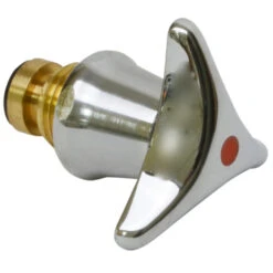 Sanivesk Kraanbovendeel Stergreep Warm Water 1/2"M Chroom Rood