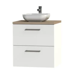 Tiger Badkamermeubel Studio 60cm Hoogglans Wit/witte Waskom Met Ronde Greep -InterieurKunst Verkoopwinkel 123 7544