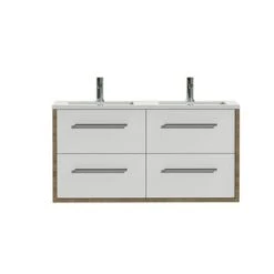 Tiger Badkamermeubel Boston 120cm Chalet Eik/wit Met Grepen RVS