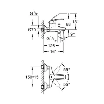 Grohe Badkraan Start Chroom 2 Grohe Badkraan Start Chroom - Afbeelding 2