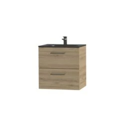 Tiger Badkamermeubel Studio 60cm Chalet Eik/matzwart Met RVS Greep -InterieurKunst Verkoopwinkel 123 7983