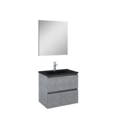 Atlantic Badmeubelset Heon met Spiegel En Zwarte Wastafel 60cm Beton