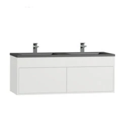 Tiger Helsinki Badkamermeubel 120 Cm Hoogglans Wit Met Wastafel Polybeton Zwart