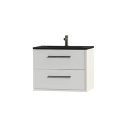 Tiger Badkamermeubel Boston 80cm Hoogglans Wit/matzwart Met RVS Grepen -InterieurKunst Verkoopwinkel 123 8060