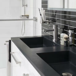 Tiger Karlo Badkamermeubel 120 Cm Mat Zwart Met Zwarte Wastafel -InterieurKunst Verkoopwinkel 123 8214