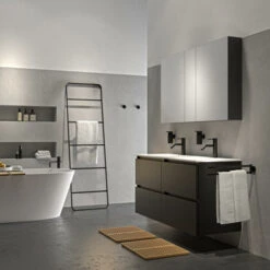 Tiger Karlo Badkamermeubel 120 Cm Mat Zwart Met Zwarte Wastafel -InterieurKunst Verkoopwinkel 123 8217