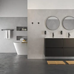 Tiger Karlo Badkamermeubel 120 Cm Mat Zwart Met Zwarte Wastafel -InterieurKunst Verkoopwinkel 123 8218