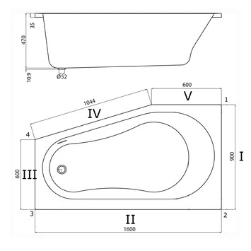 Sealskin Bad Optimo Compact Links Acryl 90x160x48 Cm 2 Sealskin Bad Optimo Compact Links Acryl 90x160x48 Cm - Afbeelding 2