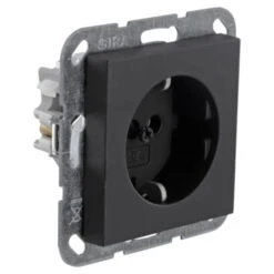Gira E2 Inbouw Enkel Geaard Stopcontact Mat Zwart -InterieurKunst Verkoopwinkel 123 847
