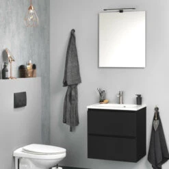 Tiger Badkamermeubel Karlo 60 Cm Mat Zwart Met Witte Wastafel -InterieurKunst Verkoopwinkel 123 8541