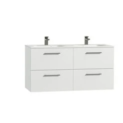 Tiger Badkamermeubel Studio 120cm Hoogglans Wit/matwit Ronde RVS Greep -InterieurKunst Verkoopwinkel 123 8559