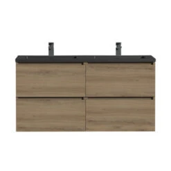 Tiger Karlo Badkamermeubel 120cm Chalet Eik Met Zwart Wastafelblad -InterieurKunst Verkoopwinkel 123 8632