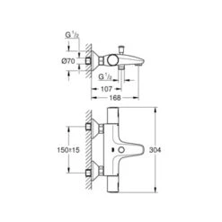 Grohe Thermostatische Badkraan Precision Start Chroom 15 Cm -InterieurKunst Verkoopwinkel 123 8655