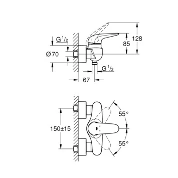 GROHE Douchekraan Wave Met Hendel Chroom 15 Cm 2 GROHE Douchekraan Wave Met Hendel Chroom 15 Cm - Afbeelding 2
