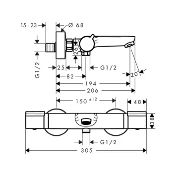 Hansgrohe Thermostatische Badkraan Versostat2 Chroom 15 Cm 3 Hansgrohe Thermostatische Badkraan Versostat2 Chroom 15 Cm - Afbeelding 3