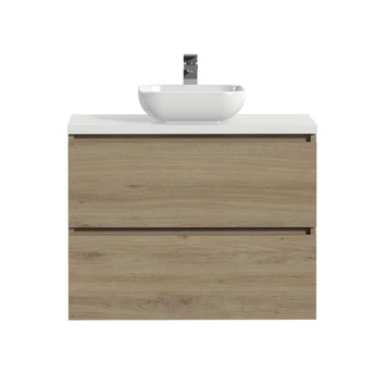 Tiger Karlo Badkamermeubelset 80 Cm Chalet Eik Met Wit Houten Wasblad En Glanzend Witte Keramische Waskom 2 Tiger Karlo Badkamermeubelset 80 Cm Chalet Eik Met Wit Houten Wasblad En Glanzend Witte Keramische Waskom - Afbeelding 2