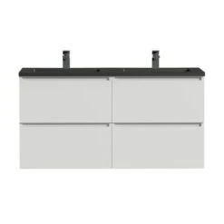 Tiger Karlo Badkamermeubel 120 Cm Hoogglans Wit Met Wastafel Zwart -InterieurKunst Verkoopwinkel 123 8955