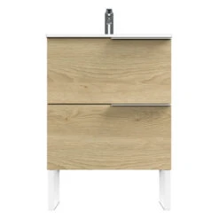 Tiger Badmeubelset Pocket 60 Cm Met 2 Lades Naturel Eik Incl. Looppoten -InterieurKunst Verkoopwinkel 123 9039