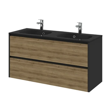 Tiger Reverse Meubelset 120 Cm Met 2 Lades Chalet Eik / Mat Zwart Inclusief Oval Wastafel Dubbel Mat Zwart 1 Tiger Reverse Meubelset 120 Cm Met 2 Lades Chalet Eik / Mat Zwart Inclusief Oval Wastafel Dubbel Mat Zwart