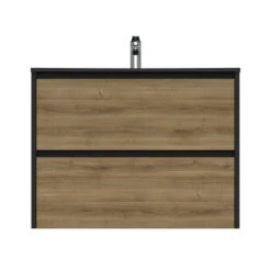 Tiger Reverse Meubelset 80 Cm Met 2 Lades Chalet Eik / Mat Zwart Inclusief Oval Wastafel Mat Zwart -InterieurKunst Verkoopwinkel 123 9122