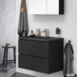 Tiger Badkamermeubelset Karlo 80cm Matzwart Met Zwarte Wastafel 14 Tiger Badkamermeubelset Karlo 80cm Matzwart Met Zwarte Wastafel -InterieurKunst Verkoopwinkel 123 9217