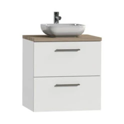 Tiger Badkamermeubel Studio 60cm Hoogglans Wit/witte Waskom Met Vierkante Greep -InterieurKunst Verkoopwinkel 123 9231