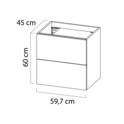 Tiger Badkamermeubel Studio 60cm Hoogglans Wit/witte Waskom Met Vierkante Greep -InterieurKunst Verkoopwinkel 123 9239