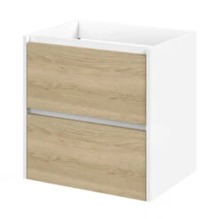 Tiger Reverse Meubelset Met 2 Lades 60 Cm Naturel Eik / Mat Wit Inclusief Oval Wastafel Mat Wit -InterieurKunst Verkoopwinkel 123 9308