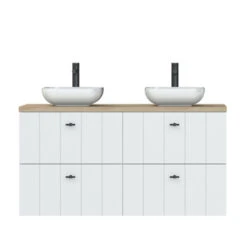 Tiger Maryport Badkamermeubelset 120 Cm Mat Wit Met Licht Eiken Houten Wasblad, Keramische Opzetkom En Matzwarte Grepen 12 Tiger Maryport Badkamermeubelset 120 Cm Mat Wit Met Licht Eiken Houten Wasblad, Keramische Opzetkom En Matzwarte Grepen -InterieurKunst Verkoopwinkel 123 9321