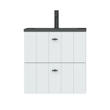 Tiger Maryport Badkamermeubelset 60 Cm Mat Wit Met Matzwarte Polybeton Wastafel En Matzwarte Grepen 3 Tiger Maryport Badkamermeubelset 60 Cm Mat Wit Met Matzwarte Polybeton Wastafel En Matzwarte Grepen - Afbeelding 3