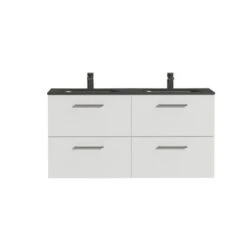 Tiger Badkamermeubel Studio 120cm Hoogglans Wit/matzwart Met RVS Greep -InterieurKunst Verkoopwinkel 123 9354